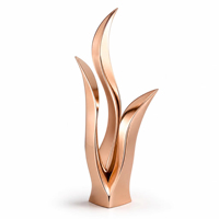 Trophée Sportif Moderne en Métal Coulé, Design Spirale Double Hélice Couronne Ouverte Flamme Zigzag, Plaqué Or, Récompense de Remise de Diplôme
