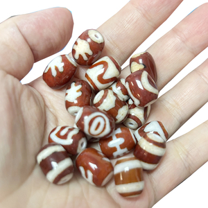 Ph Bán Buôn Tây Tạng Dzi Hạt 10*20Mm Màu Đỏ Và Trắng Agate Hai Mắt Và Một Mắt Trái Đất Trời Thiết Kế - Product Image 6