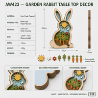 Konijnen-tuin tafeldecoratie cadeau |   3D Populierenhouten ambachtelijke kunst |   Carrot Patch Lentecadeau |   OEM Groothandel |   CPSC |   Paascadeau