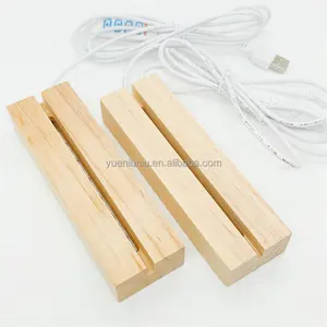 Productos de madera personalizados, lámpara de mesa 3D de madera, USB, marco de fotos de madera, acrílico con luces LED