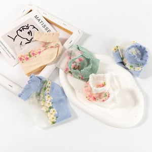 <span class=keywords><strong>Chaussettes</strong></span> courtes à la cheville en soie brodée de fleurs d'été pour femmes pour <span class=keywords><strong>sandales</strong></span> - Product Image 6