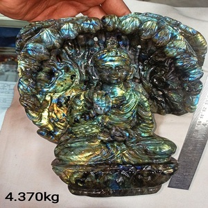 Hot Sale Wholesale High Quality Natural Gemstone Carving Crafts Labradorite <b>Buddha</b> Statues <b>Ornaments</b> for Art Collect LSY - Product Image 1