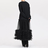 Robe pull décontractée noire ample pour femme, style coréen, avec ourlet en maille multi-niveaux et coutures, anti-statique, collection automne Design Sense