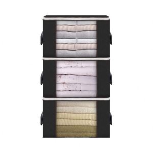6 Pack Large 90L Gray Foldable Closet Organizers Premium Fabric Storage <b>Bags</b> Reinforced Handle for Clothing <b>Bed</b> Sheets Pillows - Product Image 1