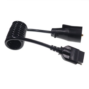 7 Way Round To 4 Way Flat Trailer Connector <b>Adapter</b> Spring Cable DC <b>Power</b> <b>Plug</b> In PVC Material - Product Image 2