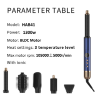 Sèche-cheveux brosse professionnel pliable 6 en 1, outil de coiffage multifonction, sèche-cheveux haute vitesse, brosse à air chaud ionique négative, sèche-cheveux