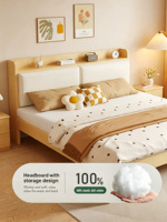 Nouvelle Tête de Lit Moderne en Bois Massif Écologique 2026 avec Table de Chevet, Cadre de Lit Plateforme Queen/King Size, Montage Facile pour Chambre à Coucher