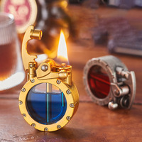 Briquet à kérosène en métal à bras oscillant, forme ronde, rétro, réservoir de grande capacité