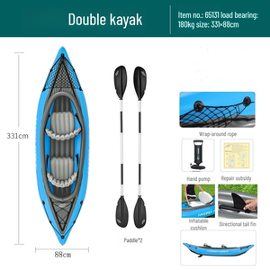 Kayak Inflable Doble de PVC, Bote de Pesca Reforzado, <span class=keywords><strong>Canoa</strong></span> para Exteriores - Product Image 2