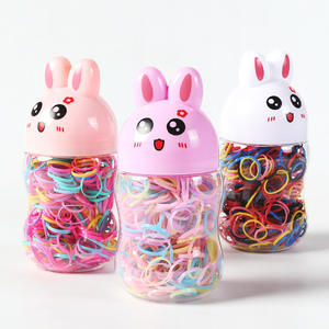 زجاجة أرنب لطيف ربطة شعر مرنة عالية للاستعمال مرة واحدة ملونة وغير ضارة للفتيات والرضع/الأطفال - Product Image 2