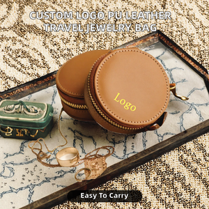 Customized Logo Embossed Portable PU Leather Zipper Mini Jewelry Bag Gift Necklace <b>Earring</b> <b>Storage</b> Small Travel <b>Storage</b> - Product Image 2