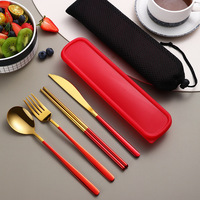 Couverts portables de 304 ml, 24 pièces, service de vaisselle, coutellerie, couteau, fourchette, cuillère, coffret de voyage