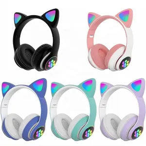 High Quality LED Cat Ear Headphones BT5.0 Noise Cancelling Adults Kids Girl Lights Wireless Headsets With Mic TF Card FM Radio