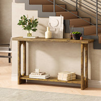 Console en bois massif Kainice à assemblage facile, style moderne, panneau en chêne, pour salon, appartement, entrée étroite
