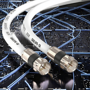 Câble <span class=keywords><strong>coaxial</strong></span> RG6 avec connecteur mâle F plaqué or de type coudé <span class=keywords><strong>Adaptateur</strong></span> AV pour antenne TV en nylon tressé pour câbles de communication - Product Image 2