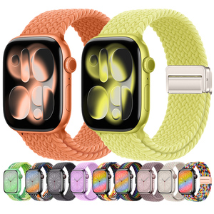 Bracelet en nylon tressé élastique pour <span class=keywords><strong>Apple</strong></span> <span class=keywords><strong>Watch</strong></span> 45 mm 49 mm, boucle magnétique, bracelet en nylon pour iWatch Series 11 10 <span class=keywords><strong>SE</strong></span> Ultra - Product Image 1