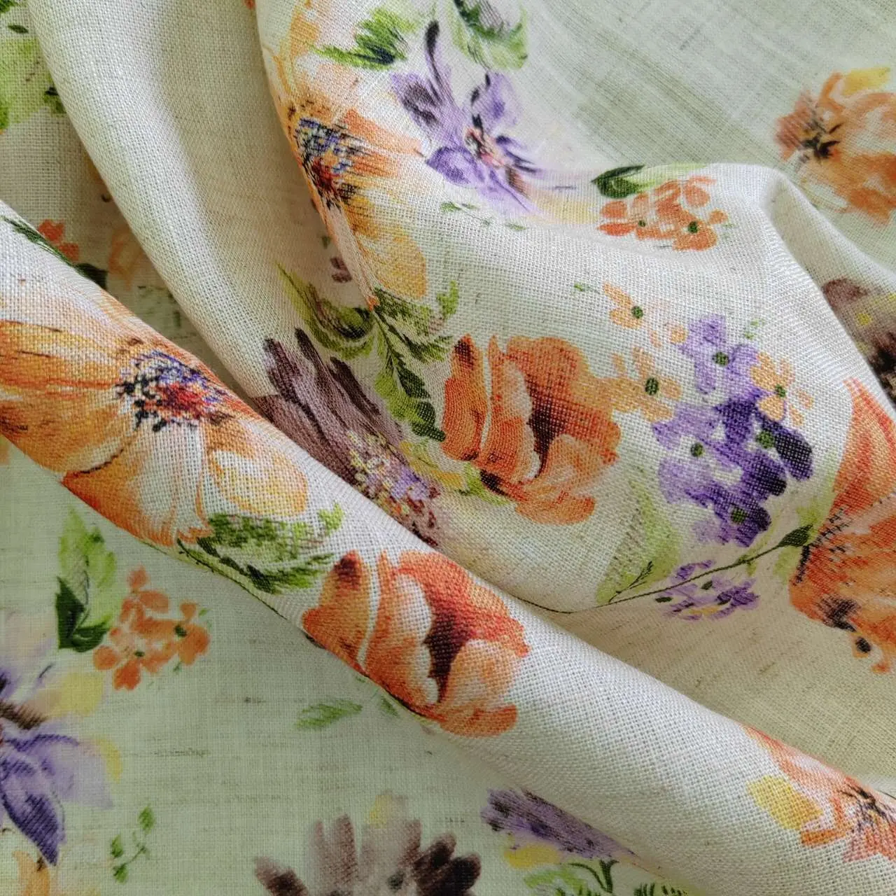 Woven Linen Cotton Printed Fabric Natural Fiber Linen Prints Fabric For Linen Cotton Casual Dress Shirts Home Textile