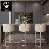 Chaise de bar contemporaine de haute qualité en velours blanc rembourrée, mobilier commercial moderne pour bar à domicile et comptoir de cuisine