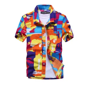 Camisa havaiana tropical masculina, solta, roupas para homens, 100% poliéster, plus size, camisa havaiana, aloha