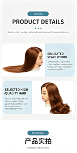 Tête de mannequin féminine avec cheveux humains 100% réels pour la coiffure, la coupe, la coloration et le stylisme professionnels - Product Image 5