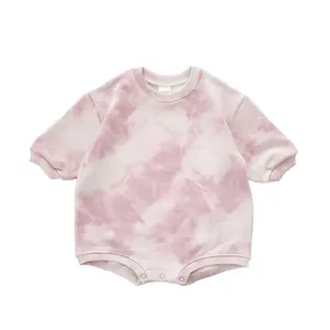 Benutzer definierte Baby Kleidung Romer Französisch Terry Kleinkind Tie Dye Sweatshirt Stram pler Unisex Winterkleid ung Baby Bubble Stram pler