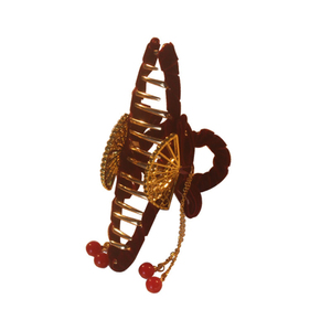 Barrette à cheveux en velours rouge de style chinois <span class=keywords><strong>pour</strong></span> femme, avec pompon et perles, <span class=keywords><strong>pince</strong></span> à cheveux tendance <span class=keywords><strong>pour</strong></span> femme, <span class=keywords><strong>pince</strong></span> à cheveux de style requin <span class=keywords><strong>pour</strong></span> l'arrière de la tête - Product Image 4