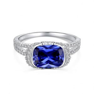 Anillos de Joyería DYLAM Encantadores y Lujosos de Plata de Ley 925 con Baño de Rodio, Doble Capa, Diseño Hueco, con Diamantes, Zafiros y Circonitas 5A - Product Image 1