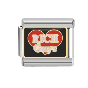 J'aime lire charme italien unisexe Bracelet en acier inoxydable 9mm série de lettres bricolage - Product Image 6