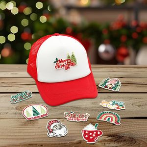 Custom 9 Pcs Christmas Iron On Patches Embroidered Santa Tree Cartoon <b>Appliques</b> For Bags Repair Various Sizes Red Green - Product Image 3