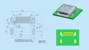 Connecteur <span class=keywords><strong>USB</strong></span>-C femelle 24 broches 3.1 double rangée SMT sur carte, <span class=keywords><strong>prise</strong></span> de charge Type C, coque de connecteur avec pas de 0,6 mm pour <span class=keywords><strong>casque</strong></span> Bluetooth - Product Image 5