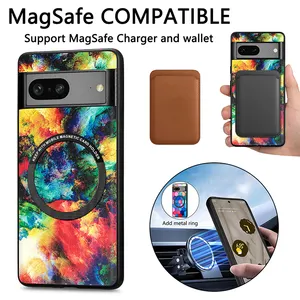 Cho Google Pixel 6 7 8 Pro 6A 7A đầy màu sắc in mô hình không dây Magnetic PU Leather trường hợp điện thoại