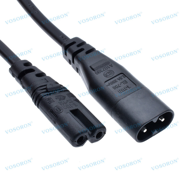 IEC 320 2-Pin C7 Female to C8 Male Figure 8 Power Adapter Extension Cable with Pure Copper Conductor for Home Appliances