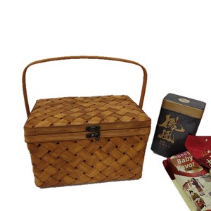 Panier de rangement tressé en bois fait main pour la Fête des Bateaux-Dragons, boîte cadeau Zongzi, 32x22x19cm, modèle 101, poignée unique - Product Image 5