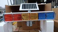 Luz de Señalización de Tráfico LED Intermitente de Doble Cara Roja y Azul, Baliza Estroboscópica, Lámpara de Advertencia Solar
