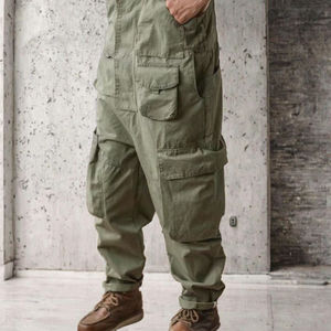 Overoles de Trabajo Personalizados de Algodón para Hombre, Cintura Elástica, Corte Recto, Cintura Media, Ajuste Holgado, Cierre Completo con Bolsillos Utilitarios - Product Image 3