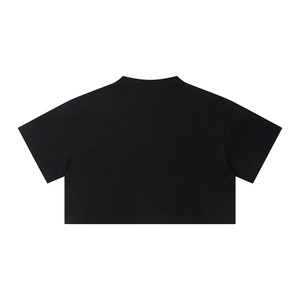T-shirt bianca da <span class=keywords><strong>donna</strong></span> di alta qualità 100% <span class=keywords><strong>cotone</strong></span> 305gsm, crop top da <span class=keywords><strong>donna</strong></span> con stampa personalizzata e logo ricamato - Product Image 3