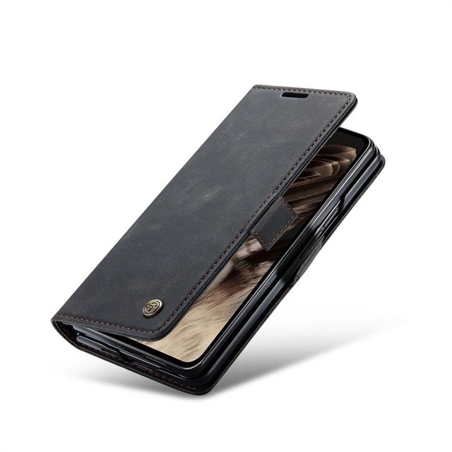 CaseMe Flip Case Shockproof Magnetic Kickstand Card Wallet Cover for Google Pixel Foldable Mobile Phone Bag Made of PU Leather