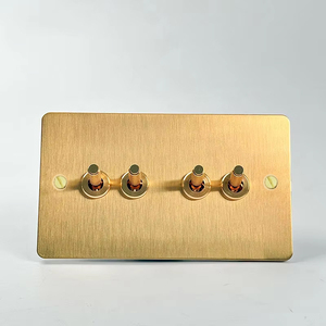 Interrupteur à bascule vintage en laiton LangYeao, montage en surface, 10A 250V, <span class=keywords><strong>plaque</strong></span> en acier inoxydable, 1/<span class=keywords><strong>2</strong></span>/3/4 voies, interrupteur rétro <span class=keywords><strong>2</strong></span> directions - Product Image 5