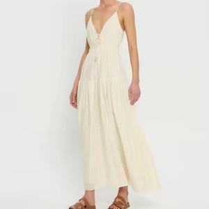 Vestido Maxi de Lino Tartán de Alta Calidad para Mujer, Estilo Bohemio Personalizado, Patrón de Parches Tejidos, Casual y Moderno para el Día a Día - Product Image 3