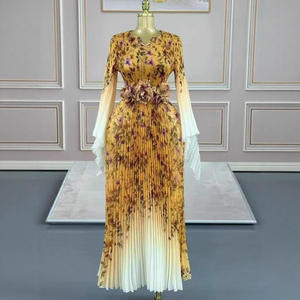 Robe de soirée d'automne pour femme, décontractée, à manches longues, col en V, 100% polyester - Product Image 3