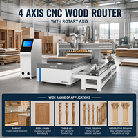 Machine CNC de fraisage rotatif 3D à 4 axes 1325 avec table à vide 4x8 pour le travail du bois, idéale pour la sculpture de pieds de table et de cylindres