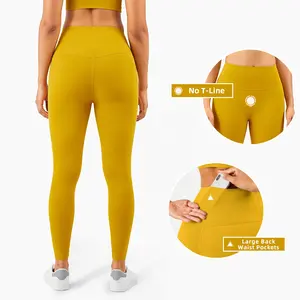 Factory Custom Women's Clothing Super Soft Wholesale Yoga Pants Set High Waist No T Line Yoga Leggings With Pocket