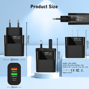 Đôi 11 PD + 2USB điện thoại di động sạc EU/US/UK Cắm pd20w + QC3.0 điện thoại di động nhanh sạc đầu 30W - Product Image 3