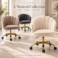 Chaise de bureau en velours à dossier capitonné festonné, pivotante et réglable en hauteur, idéale pour la maison, le bureau ou la chambre à coucher - Vente en gros usine