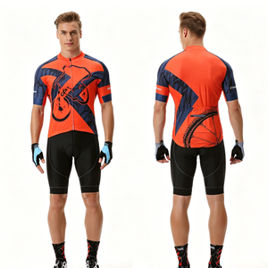 OEM Multiple Color Cycling Suit Unisex Stretch Breathable Full Zip Top & 3D Gel <b>Pad</b> Shorts Road Bike Training Outfit for Adults - Product Image 1