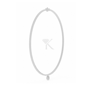 Pear Drop Diamond Tennis <b>Necklace</b> 14K <b>Solid</b> Gold Teardrop Halo Pendant Lab Grown Round Brilliant Bridal Fine Jewelry - Product Image 3