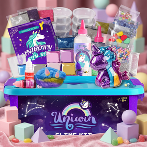 Kit de slime DIY <span class=keywords><strong>Licorne</strong></span> tout-en-un, non toxique, doux, non collant, boue cristalline, colle à bulles, jouet anti-stress, cadeau - Product Image 1