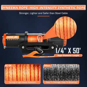 Treuil électrique 12V avec câble synthétique, treuil de remorque de voiture, télécommande sans fil pour remorques tout-terrain, bateaux, camping-cars, remorquage - Product Image 3