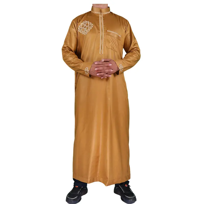 2023 katar Thobe erkekler Dubai Kaftan erkekler uzun kollu elbiseler erkekler Abaya islami giyim