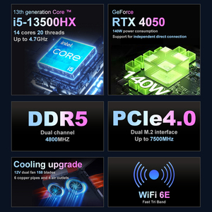 17.3 pouces 13e Fhd N72 144Hz I5-13500Hx de jeu sur <span class=keywords><strong>PC</strong></span> Wi-Fi 6E Ax211 ordinateur portable portable Rtx 4050 6G ordinateurs <span class=keywords><strong>portables</strong></span> de jeu - Product Image 3